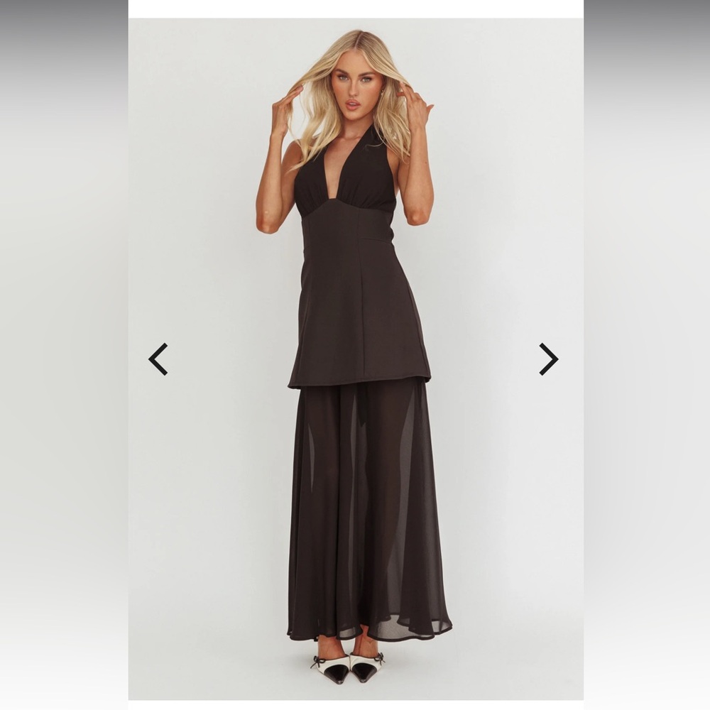 Opulent Halterneck Layered Maxi Dress Black - Picture 5 of 12